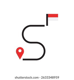 Vector illustration showing a winding path from start pin to flag destination, ideal for goal setting or journey mapping.