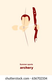 Vector illustration. Illustration shows a archer aims at the target. Archery. Sport.