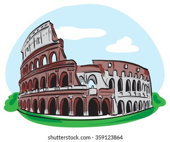 Vector illustration. Illustration shows a architectural monument. Roman Coliseum