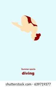 Vector illustration. Illustration shows a athlete performs acrobatic moves. Sport. Diving