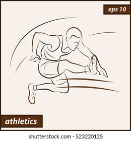 Vector illustration. Illustration shows a athlete. Running man. Hurdle race. Sport. Athletics