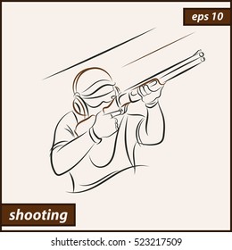 Vector Illustration. Illustration Shows A Athlete Shoots A Gun. Sport. Shooting