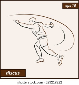 Vector illustration. Illustration shows a athlete throwing disc. Sport. Discus