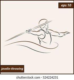 Vector illustration. Illustration shows a athlete throwing javelin. Sport. Javelin throwing