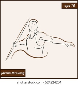 Vector illustration. Illustration shows a athlete throwing javelin. Sport. Javelin throwing