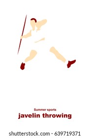 Vector illustration. Illustration shows a athlete throwing javelin. Sport. Javelin throwing