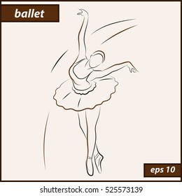 Vector illustration. Illustration shows a Ballerina in motion. Art. Ballet
