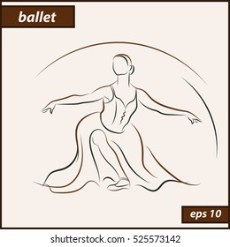 Vector illustration. Illustration shows a Ballerina in motion. Art. Ballet