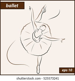 Vector illustration. Illustration shows a Ballerina in motion. Art. Ballet