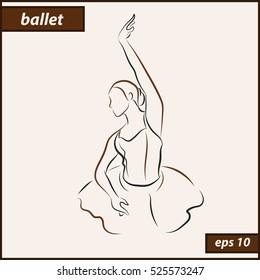 Vector illustration. Illustration shows a Ballerina in motion. Art. Ballet