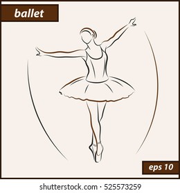 Vector illustration. Illustration shows a Ballerina in motion. Art. Ballet