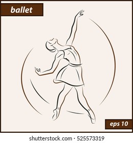 Vector illustration. Illustration shows a Ballerina in motion. Art. Ballet