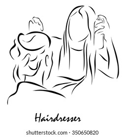 Vector illustration. Illustration shows a barber at work