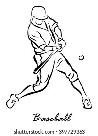 Vector illustration. Illustration shows a Baseball reflects hit batsman. Baseball