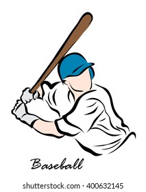 Vector illustration. Illustration shows a Baseball reflects hit batsman. Baseball