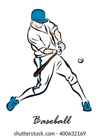 Vector illustration. Illustration shows a Baseball reflects hit batsman. Baseball