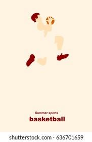 Vector illustration. Illustration shows a basketball player in the attack. Sport. Basketball.