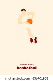 Vector illustration. Illustration shows a basketball player in the attack. Sport. Basketball.