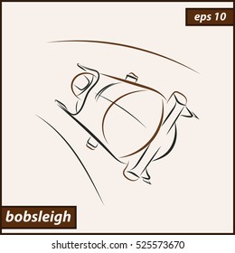 Vector illustration. Illustration shows a bobsledder driving on the car. Bobsleigh. Winter sport