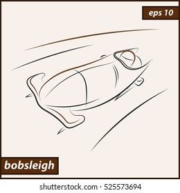 Vector illustration. Illustration shows a bobsledder driving on the car. Bobsleigh. Winter sport
