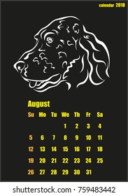 Vector illustration shows Calendar for 2018 year. Year of the yellow dog