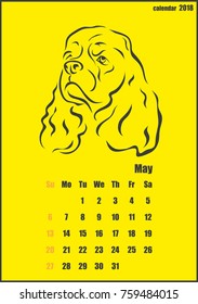 Vector illustration shows Calendar for 2018 year. Year of the yellow dog