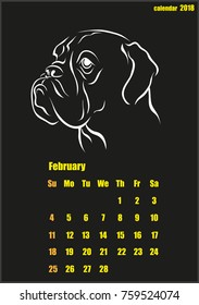 Vector illustration shows Calendar for 2018 year. Year of the yellow dog