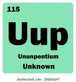 Vector illustration. Illustration shows a chemical element Ununpentium. Group of basic metal