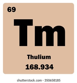 Vector illustration. Illustration shows a chemical element Thulium. Group of lanthanide