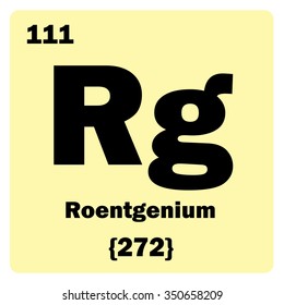 Vector illustration. Illustration shows a chemical element Roentgenium. Group of transition metal