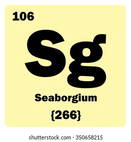 Vector illustration. Illustration shows a chemical element Seaborgium. Group of transition metal