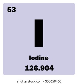 Vector illustration. Illustration shows a chemical element Iodine. Group of halogen