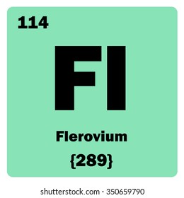 Vector illustration. Illustration shows a chemical element Flerovium. Group of basic metal