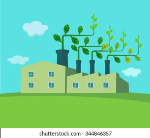 Vector illustration shows a concept of an eco-friendly industry.