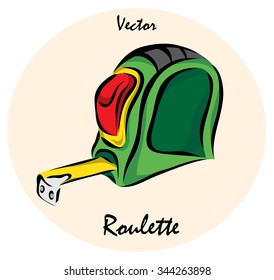 Vector illustration. Illustration shows a construction tool. Construction measuring tape?