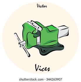 Vector illustration. Illustration shows a construction tool Vices?