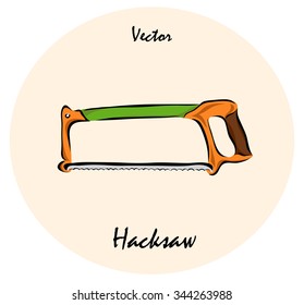 Vector illustration. Illustration shows a construction tool Hacksaw?
