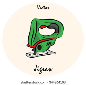 Vector illustration. Illustration shows a construction tool Electric jig Saw?