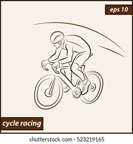 Vector illustration. Illustration shows a Cyclist in motion. Sport. Cycle racing