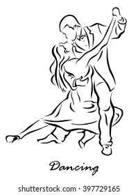 Vector illustration. Illustration shows a dancing girl and man