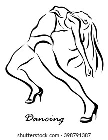 Vector illustration. Illustration shows a dancing girl