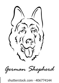 Vector illustration. Illustration shows a dog breed German Shepherd