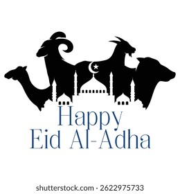 Vector illustration Shows Eid al Adha Text Design Crafted From intricately White Background