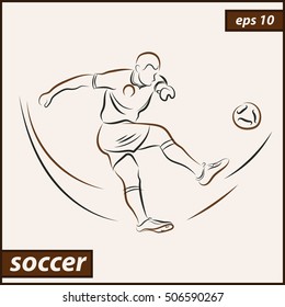 Vector illustration. Illustration shows a football player kicks the ball. Soccer