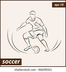Vector illustration. Illustration shows a football player kicks the ball. Soccer