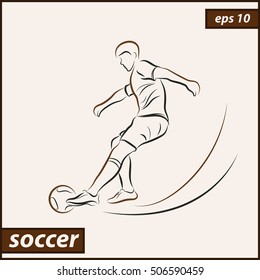 Vector illustration. Illustration shows a football player kicks the ball. Soccer