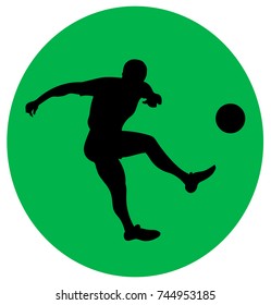 Vector illustration. Illustration shows a football player kicks the ball. Soccer