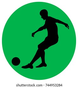 Vector illustration. Illustration shows a football player kicks the ball. Soccer