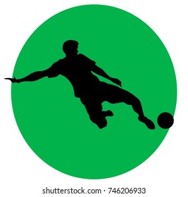 Vector illustration. Illustration shows a football player kicks the ball. Soccer