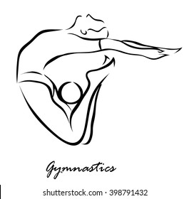 Vector illustration. Illustration shows a Gymnast performing exercises with the ball. Gymnastics